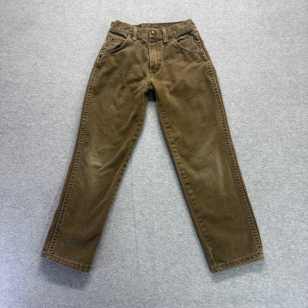 Vintage Wrangler Authentic Jeans Boys 10 Slim Brown Straight Leg Made in USA